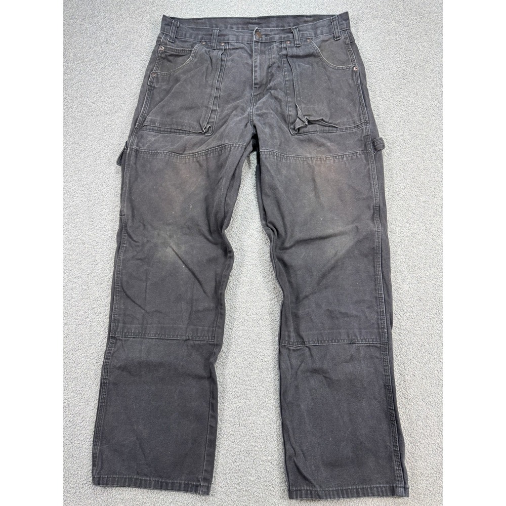 Dickies Carpenter Pants Men's 36x30 Black Canvas Double Knee Utility Workwear